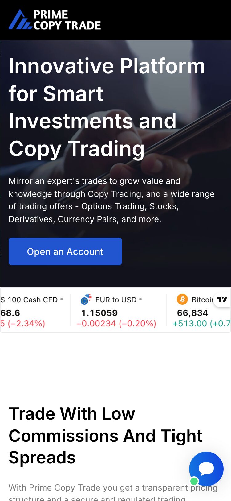 Prime Copy Trade サイトスクリーンショット