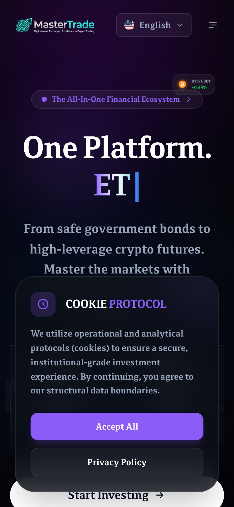MasterTrade サイトスクリーンショット