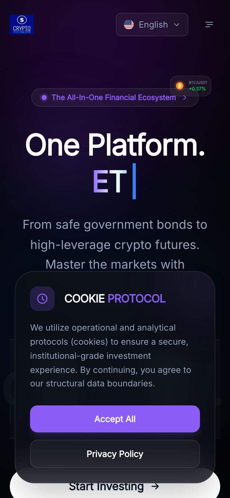 Crypto Wealth サイトスクリーンショット