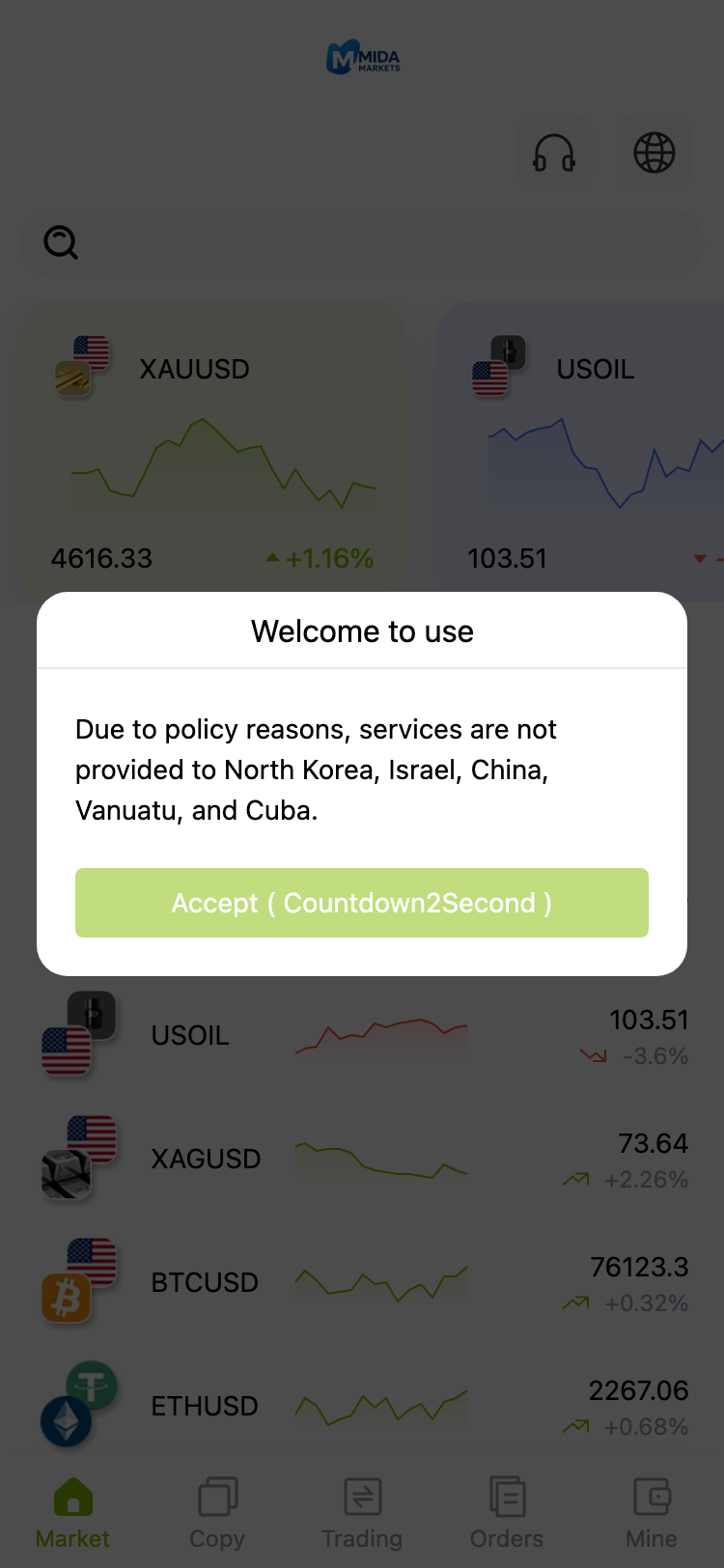 MIDA  MARKETS サイトスクリーンショット