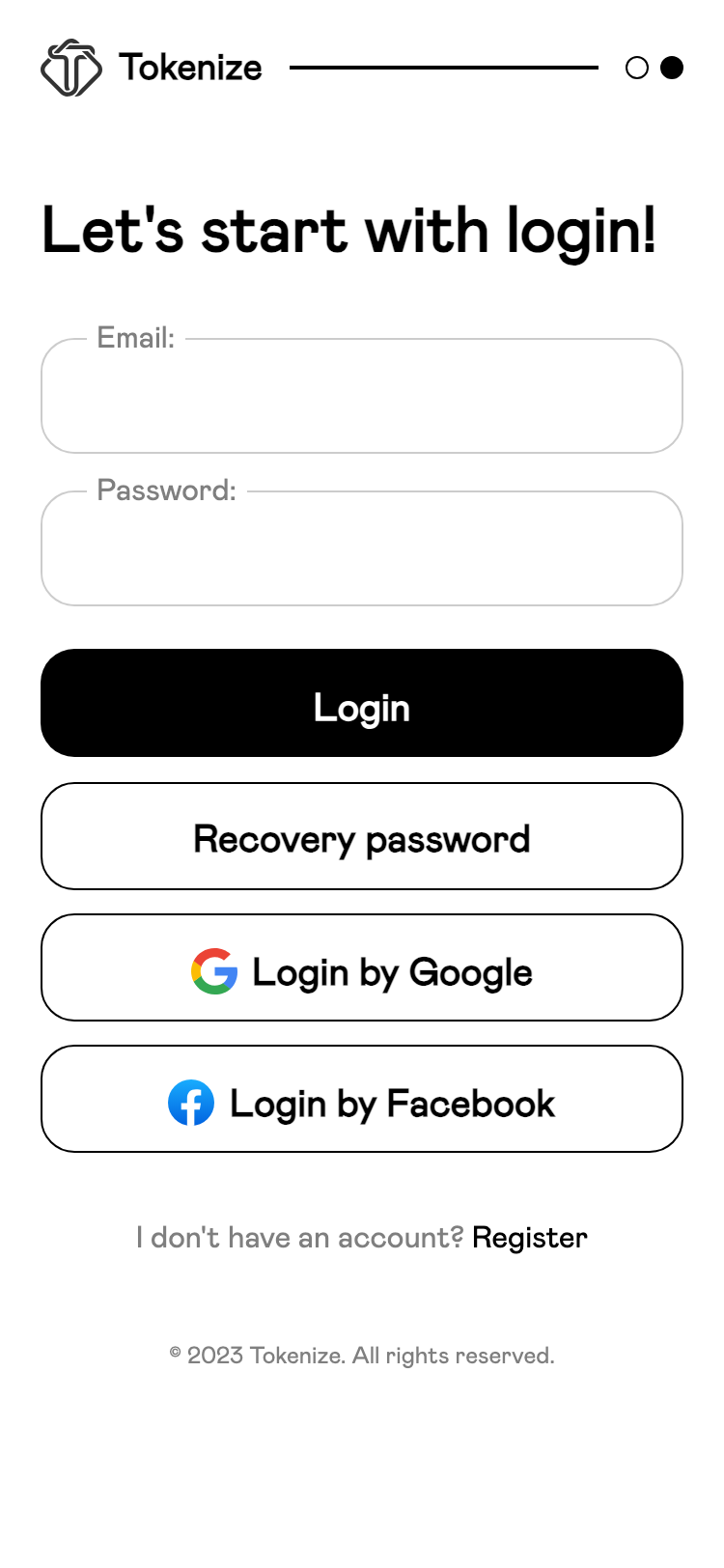 Tokenize サイトスクリーンショット