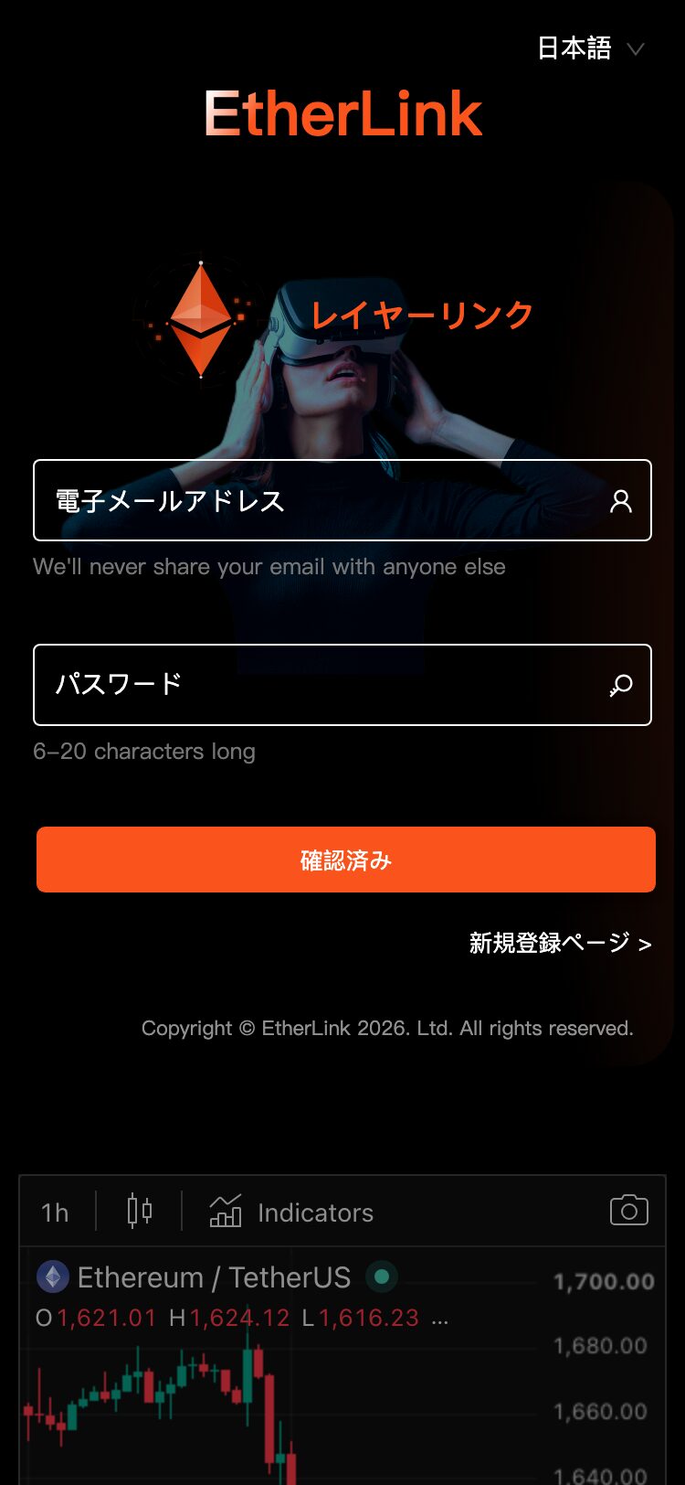 EtherLink サイトスクリーンショット