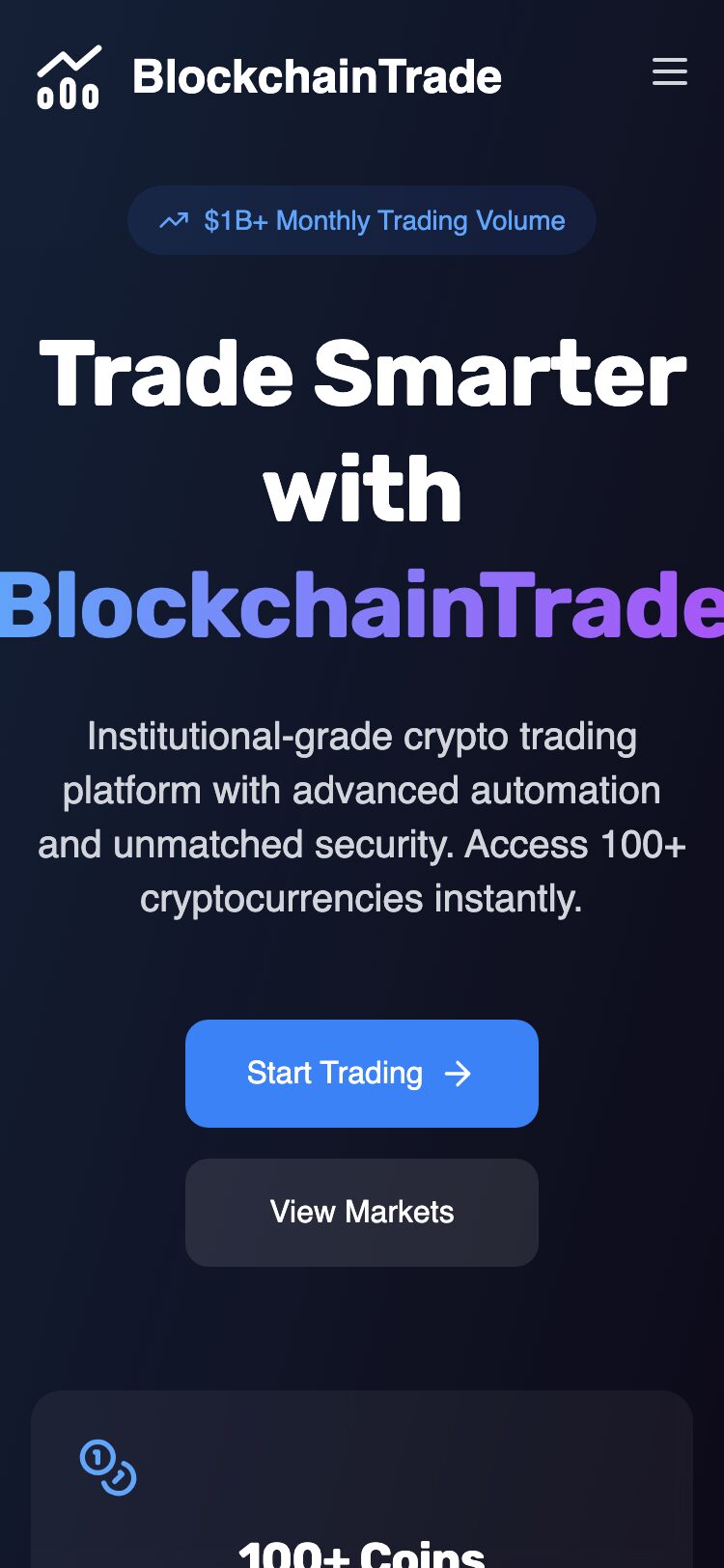 Trade Smarter with BlockchainTrade サイトスクリーンショット