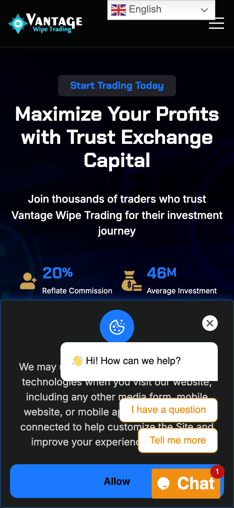 Vantage Wipe Trading - Home サイトスクリーンショット