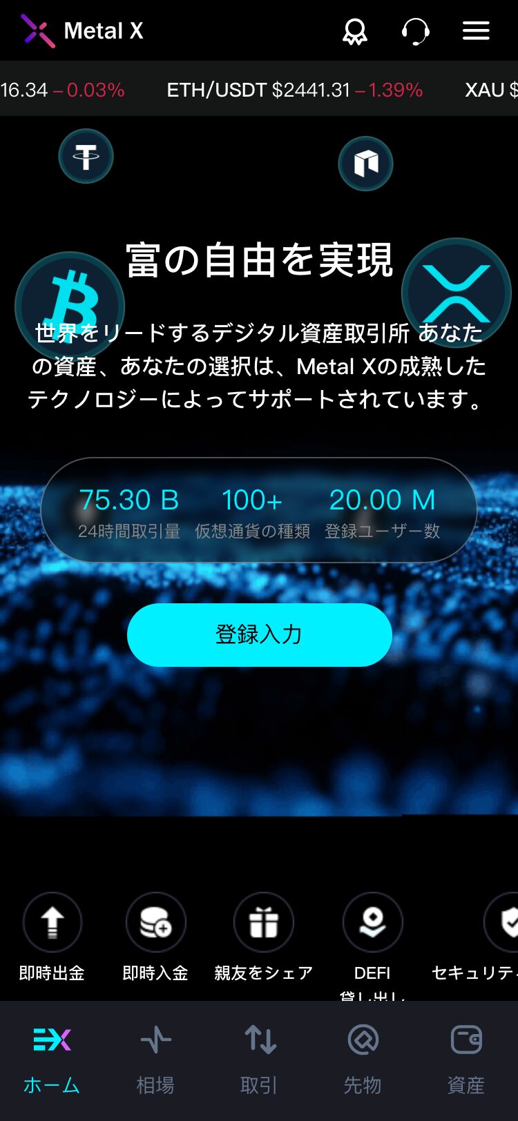 Metal X サイトスクリーンショット