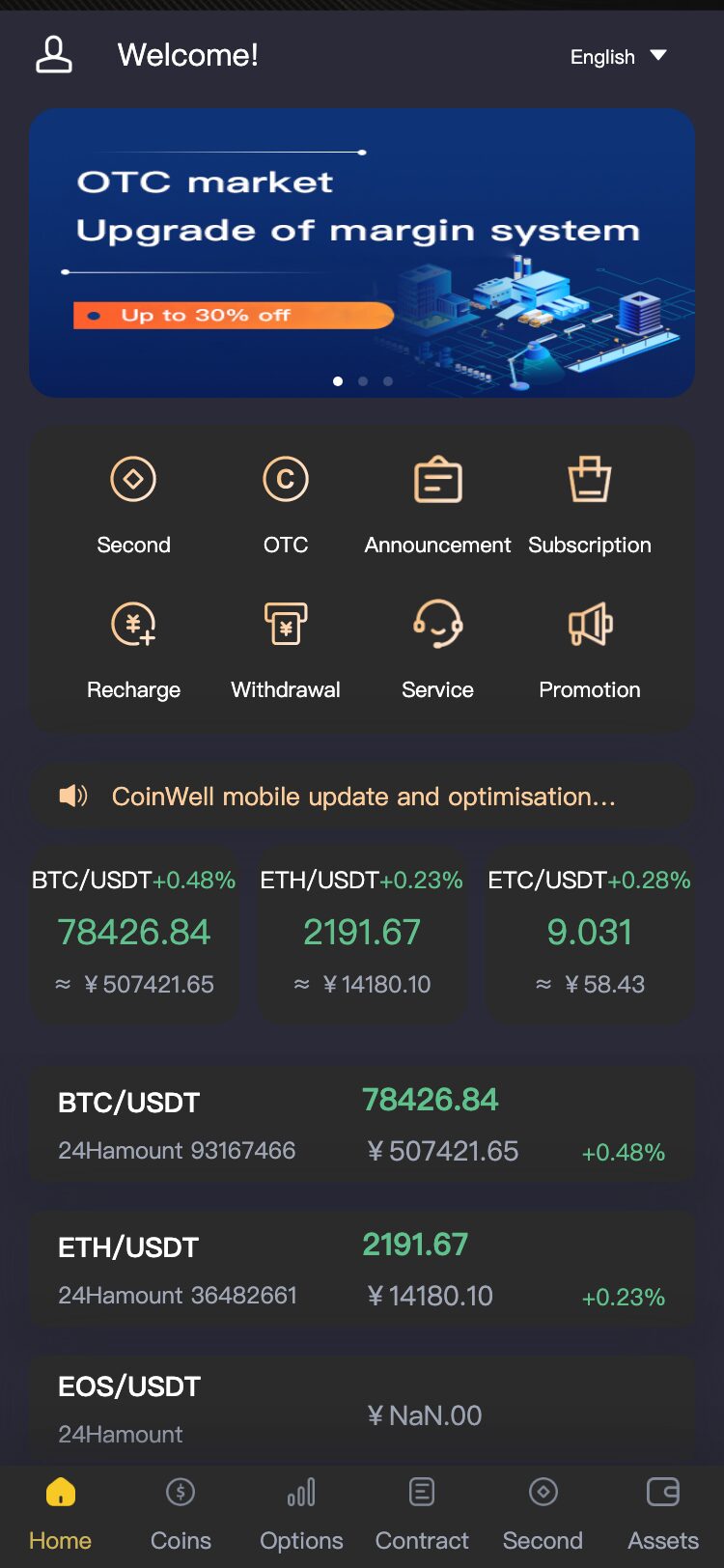 CoinWell サイトスクリーンショット