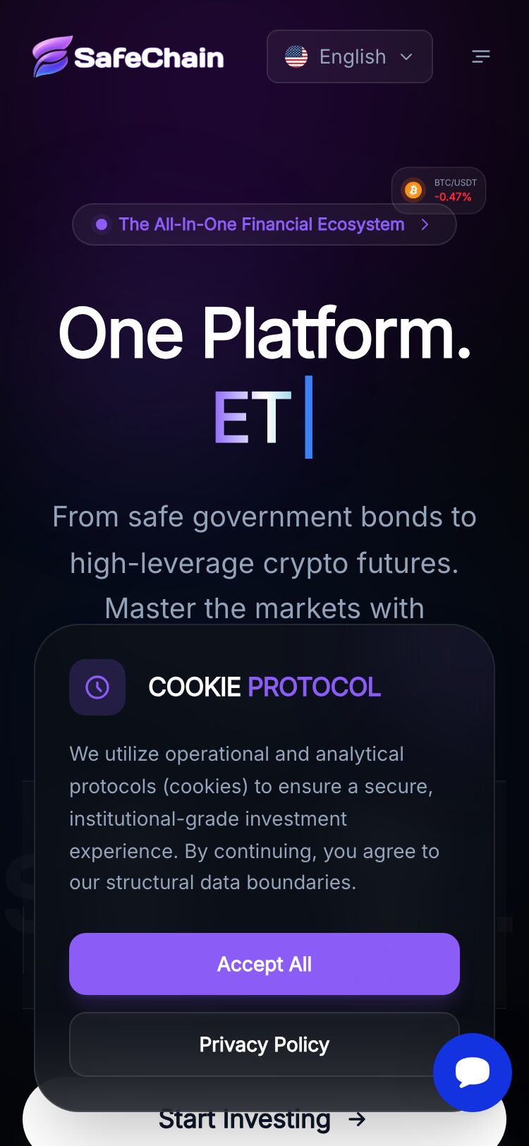 Safechain Trading サイトスクリーンショット